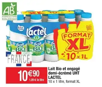 Cora x Carrefour Lait bio et engagé demi-écrémé UHT LACTEL offre