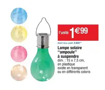 Cora Lampe Solaire Ampoule à Suspendre offre