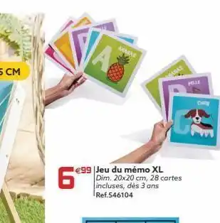 Gifi Anasah la eu 6 €99 jeu du mémo xl dim. 20x20 cm, 28 cartes incluses, dès 3 ans ref.546104 offre