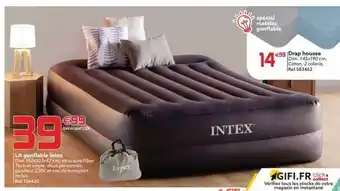 Gifi Spécial matelas gonflable 14 €99 drap housse dim. 145x190 cm coton, 2 coloris, ref.583462 39 €99 dont écopart 110€ inte offre