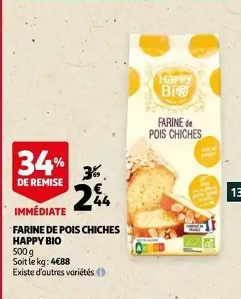 Auchan Farine de pois chiches happy bio offre