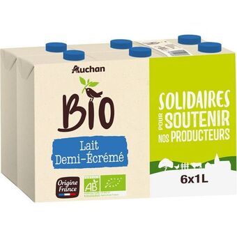 Auchan Lait demi-écrémé auchan bio solidaires offre