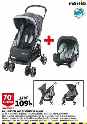 Auchan Poussette travel system texas nania offre
