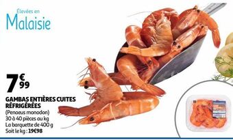 Auchan Supermarché Gambas entières cuites réfrigérées offre