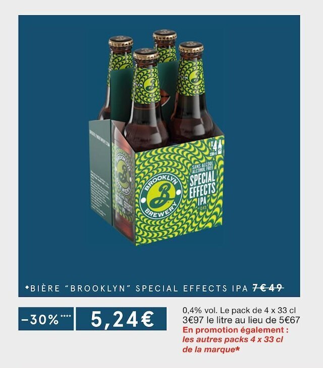 Promo Brooklyn bière special effects ipa chez Monoprix