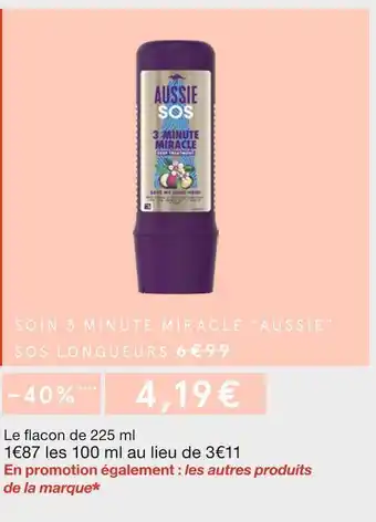 Monoprix Aussie soin 3 minute miracle sos longueurs offre