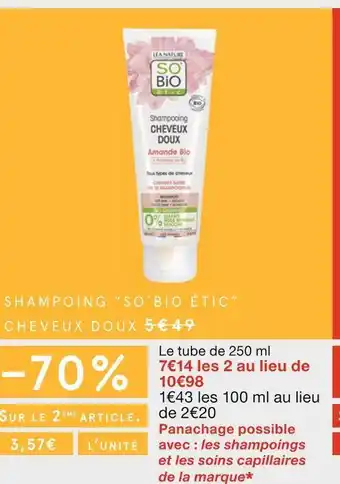 Monoprix So’bio étic shampoing cheveux doux offre