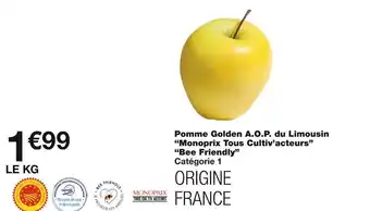 Monoprix “monoprix tous cultiv’acteurs” pomme golden a.o.p. du limousin “bee friendly” offre