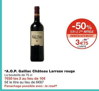 Monoprix Château larroze a.o.p. gaillac rouge offre