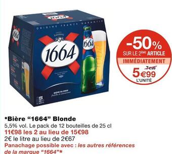 Monoprix 1664 bière blonde offre