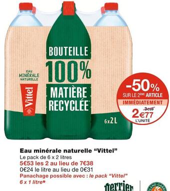 Monoprix Vittel eau minérale naturelle offre