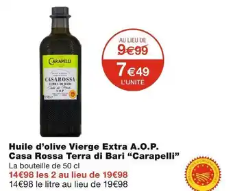 Monoprix Carapelli huile d’olive vierge extra bio offre