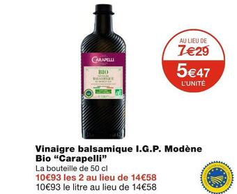Monoprix Carapelli vinaigre balsamique i.g.p. modène bio offre