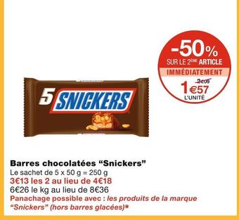 Monoprix Snickers barres chocolatées offre