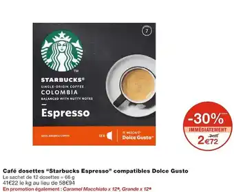 Starbucks café dosettes “starbucks espresso” compatibles dolce gusto