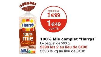 Monoprix Harrys 100% mie complet offre