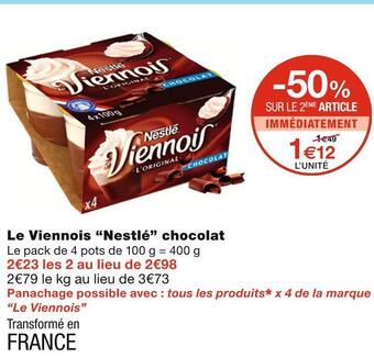 Monoprix Nestlé le viennois chocolat offre