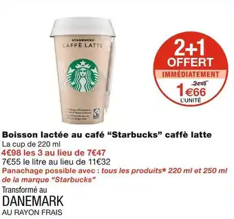 Monoprix Starbucks boisson lactée au café caffè latte offre