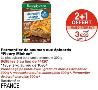 Monoprix Fleury michon parmentier de saumon aux épinards offre