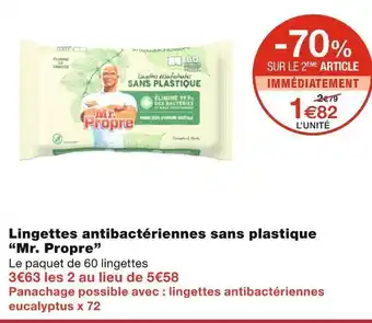 Monoprix Mr. propre lingettes antibactériennes sans plastique offre