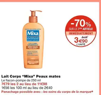Monoprix Mixa lait corps peaux mates offre