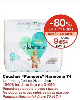 Monoprix Pampers couches harmonie t4 offre
