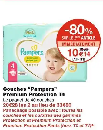 Monoprix Pampers couches premium protection t4 offre