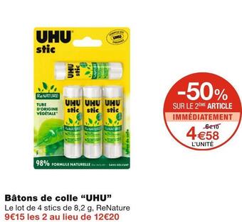Monoprix Uhu bâtons de colle offre