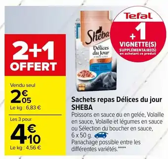 Carrefour Sachets repas Délices du jour Sheba offre