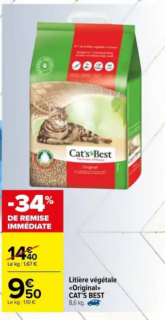 Carrefour Litière végétale Original Cat's Best offre