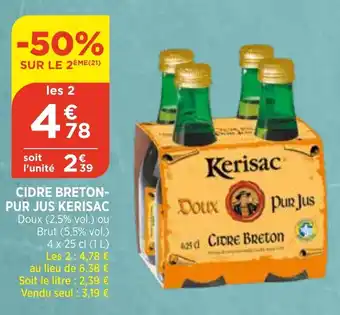Bi1 Cidre breton-pur jus kerisac offre