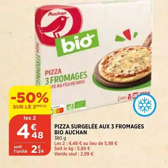 Bi1 Pizza surgelée aux 3 fromages bio auchan offre
