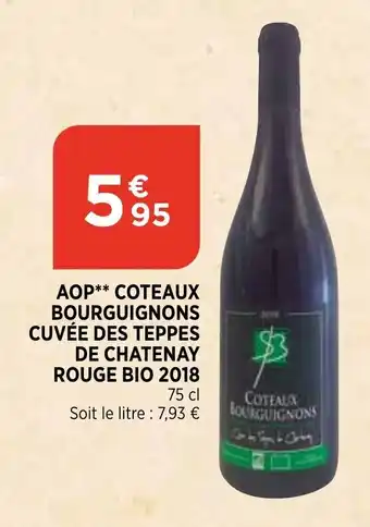 Bi1 AOP coteaux bourguignons cuvée des teppes de chatenay rouge bio 2018 offre
