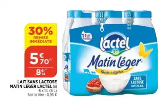 Lait sans lactose matin léger lactel