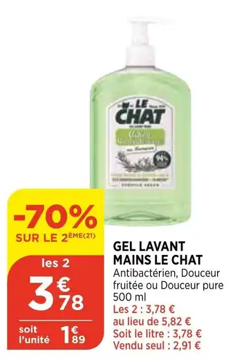 Bi1 Gel lavant mains le chat offre