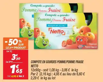 Netto Compote en gourdes pomme/pomme fraise netto offre