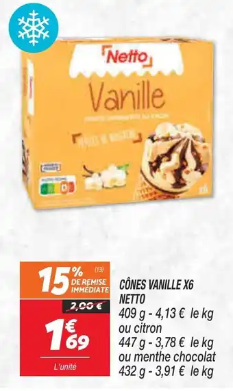 Netto Cônes vanille X6 NETTO offre