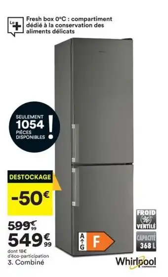 BUT WHIRLPOOL combiné offre