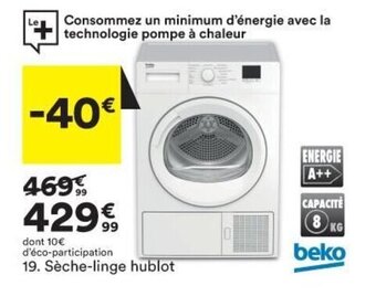 BUT BEKO sèche-linge hublot offre