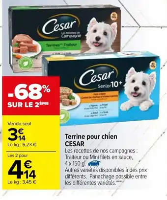 Carrefour Terrine pour chien Cesar offre