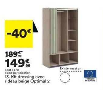 BUT Kit dressing avec rideau beige optimal 2 offre