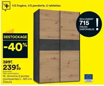 BUT Armoire 2 portes coulissantes L. 120 cm ozzula offre