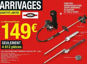 Brico Dépôt OUTIL MULTIFONCTIONS THERMIQUE À DOS 42,7 CM3 - 4 EN 1 offre