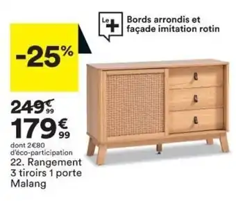 BUT Rangement 3 tiroirs 1 porte Malang offre