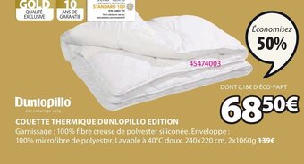 JYSK Couette Thermique Dunlopillo Edition offre