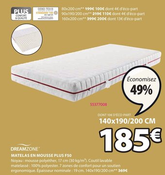 JYSK Matelas En Mousse Plus F50 offre