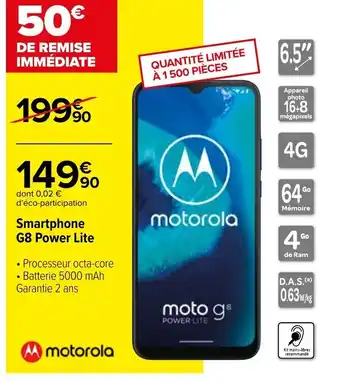 Carrefour Smartphone G8 Power Lite offre