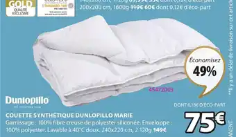 JYSK Couette Synthétique Dunlopillo Marie offre