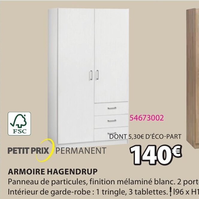 Promo Armoire Hagendrup chez JYSK