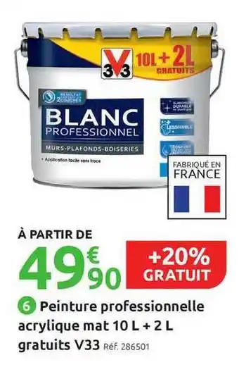 Mr Bricolage Peinture Professionnelle Acrylique Mat 10 L + 2 L Gratuits V33 offre